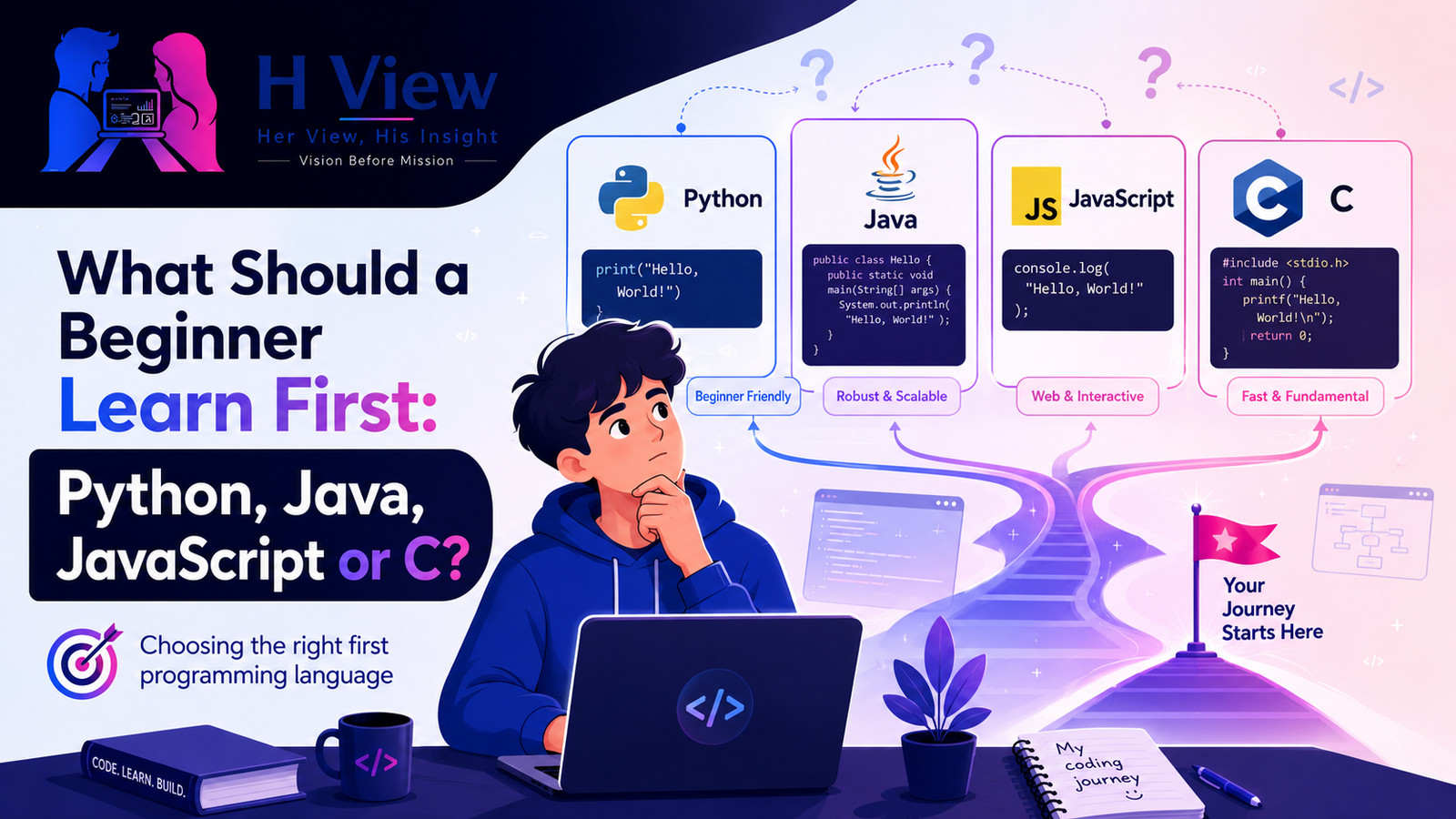 What Should a Beginner Learn First: Python, Java, JavaScript or C?